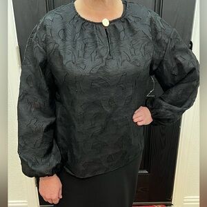 Rafaella Black Textured Blouse
